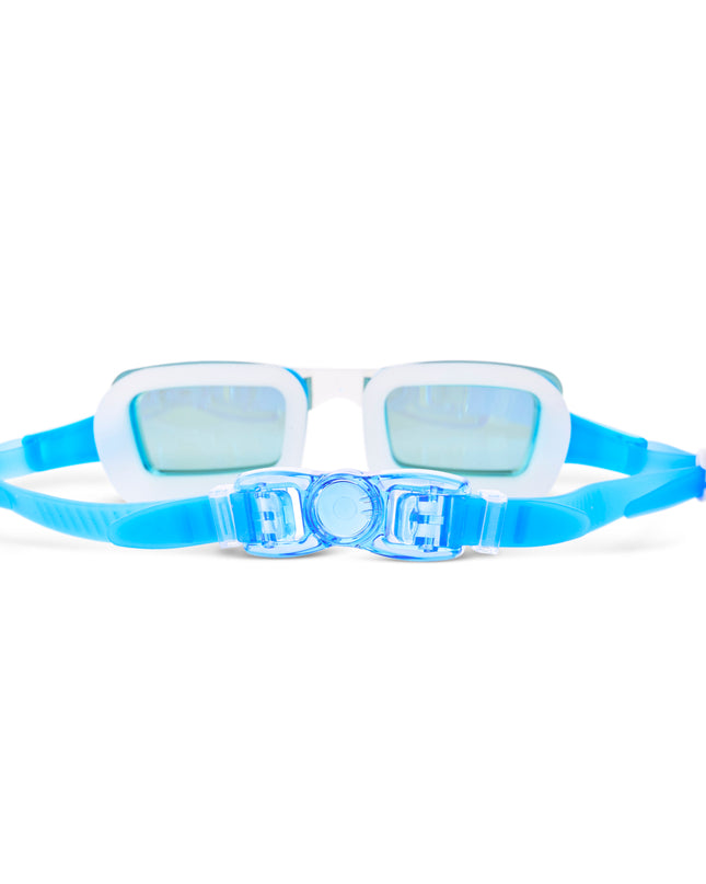 back view of Velocity Swim Goggles in Wave showing strap and back clip