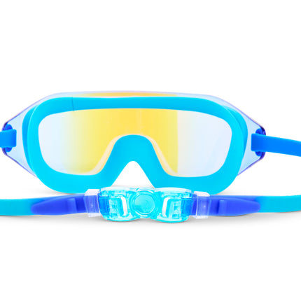back view of Hologram Swim Goggles in Ocean Byte showing the strap and back clip