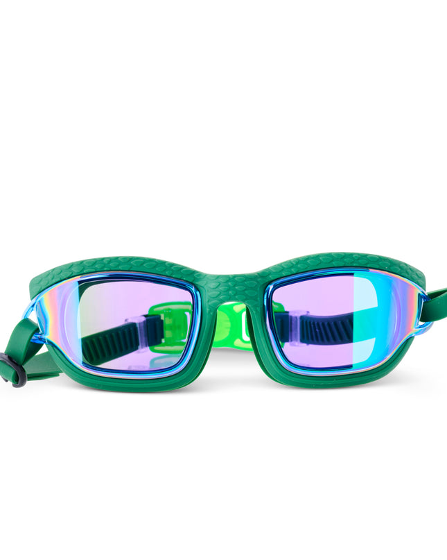 Streamline Swim Goggles in current green showing textured frame and mirrored lens