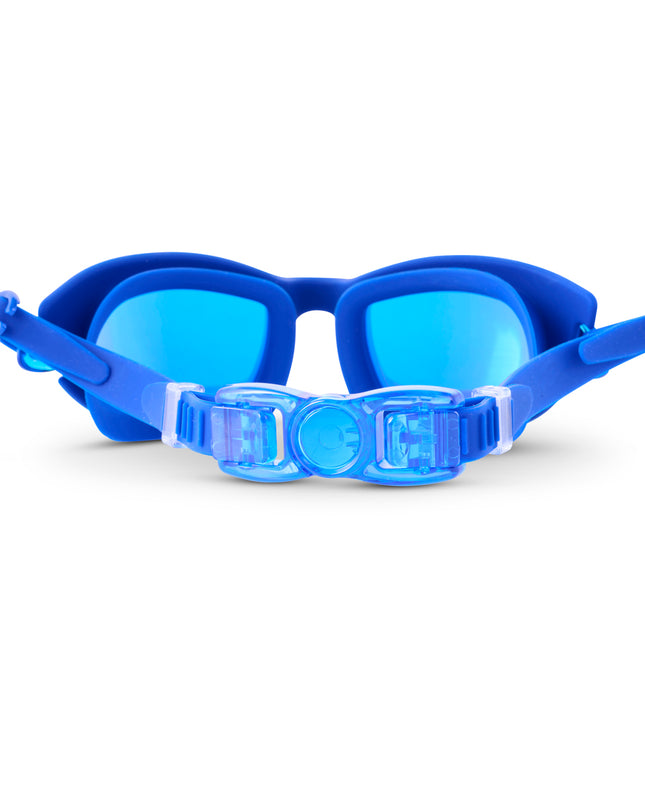 back view of Streamline Swim Goggles in deep tides showing adjustable strap and back clip