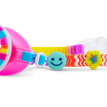 bestie charm bracelet kid's swim goggles in U R LUVED pink as seen on news12 
