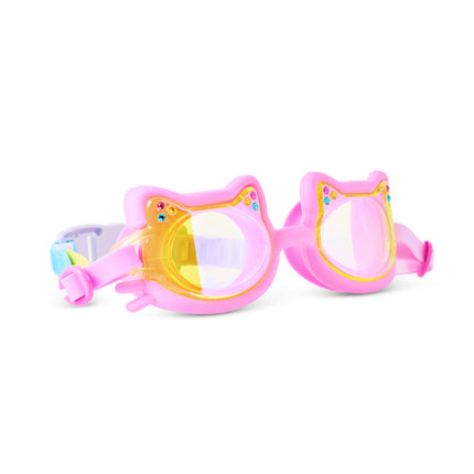 Back view of Flexi Feline swim goggles showing strap and cat frame