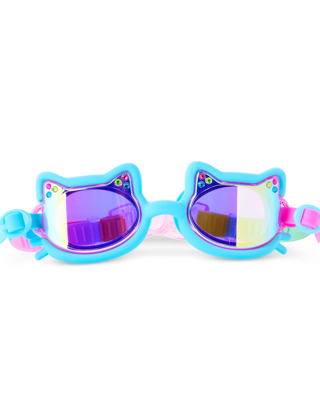 Flexi Feline cat-shaped swim goggles in Pouncy Blue