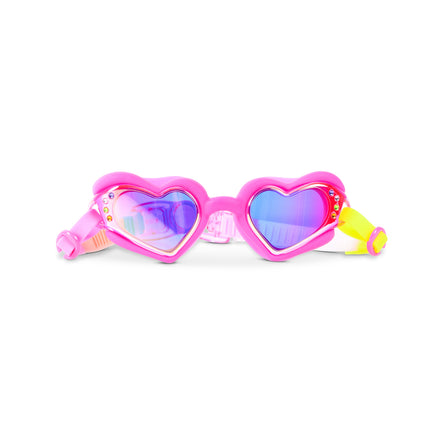 Plush Crush heart-shaped swim goggles in Hot Crush Pink with soft silicone frame