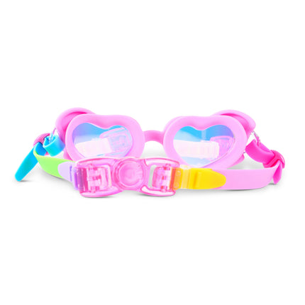 Back view of Plush Crush swim goggles showing strap and back clip