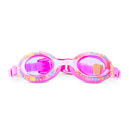 Crystal Pop swim goggles in Candy Quartz with rainbow crushed rhinestones