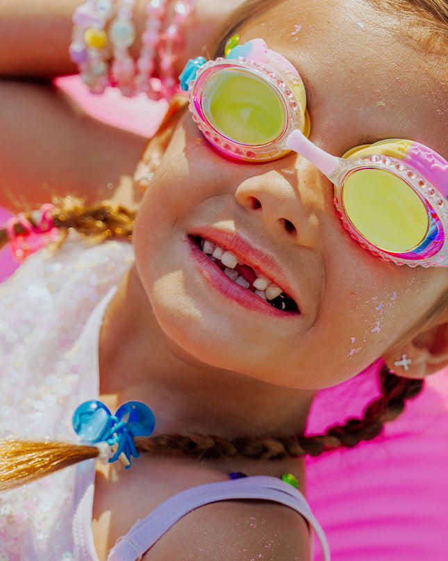 Colorful Clouds Rainbow Girl Kids' Swim Goggles