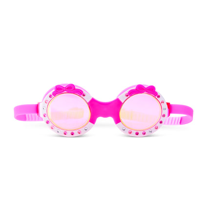 Ribbon Glam swim goggles in Bow Dazzle Pink with rhinestones and bow detail