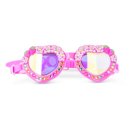 Shortcake heart-shaped swim goggles in Strawberries & Cream with rhinestones