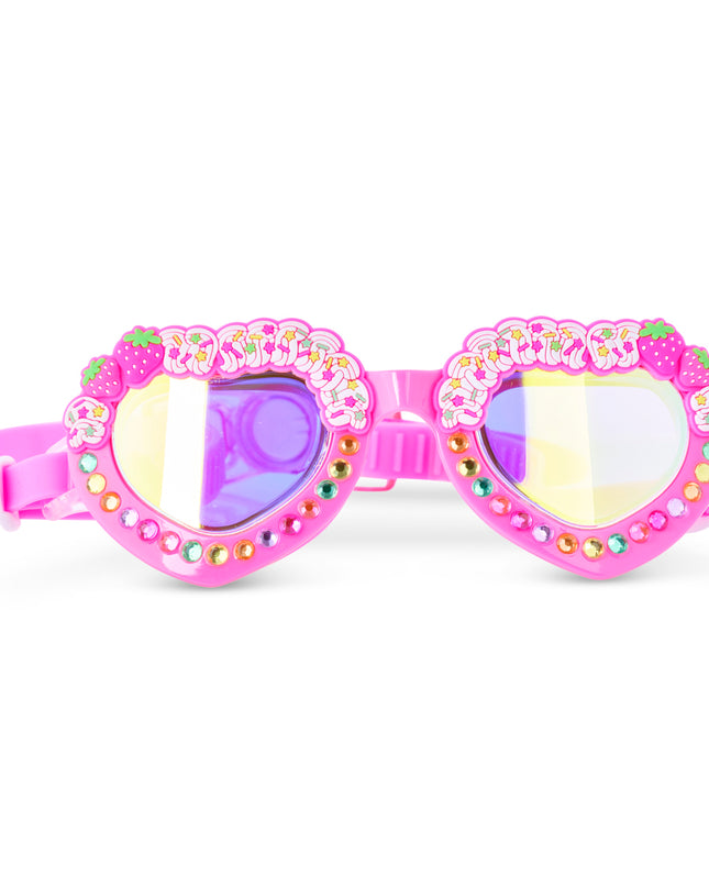 Shortcake heart-shaped swim goggles in Strawberries & Cream with rhinestones