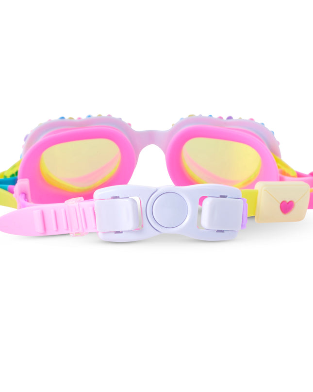 back view of color me smitten in rainbow crush showing the 'send your love' slider and back clip