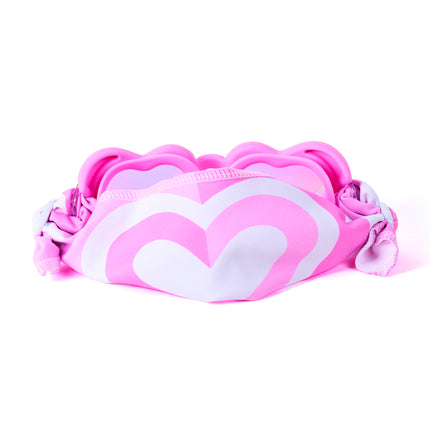 Back view of Soft Crush Pink Wish heart-shaped swim goggles showing adjustable easy-on soft strap design
