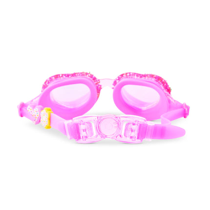 Back view of Sprinkle Heart swim goggles showing strap and back clip