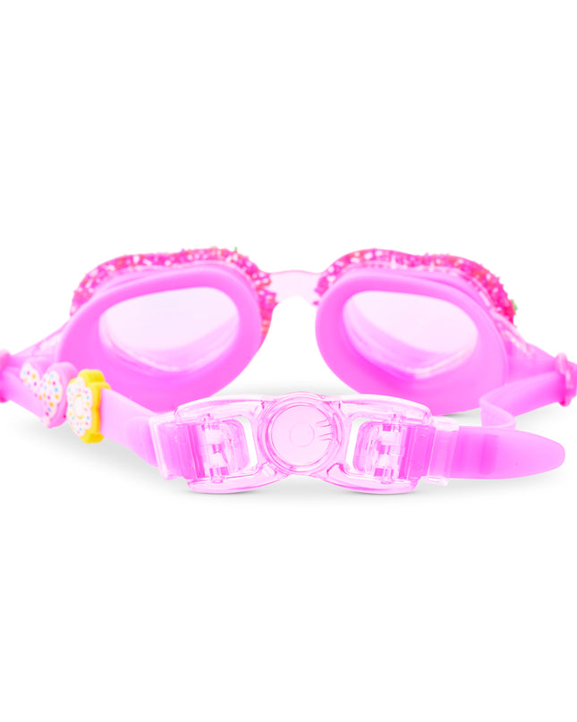 Back view of Sprinkle Heart swim goggles showing strap and back clip