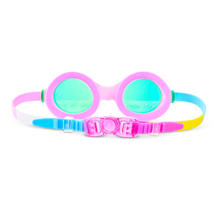 Back view of Sunrise Sparkle swim goggles showing strap and back clip