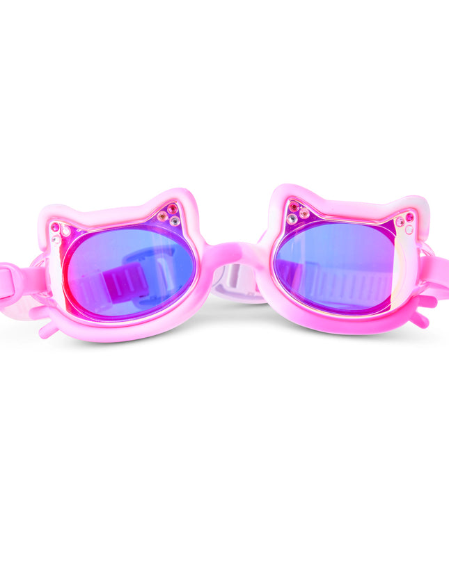 Tie-Dye Tabby cat-shaped swim goggles in Pawberry Milk tie-dye