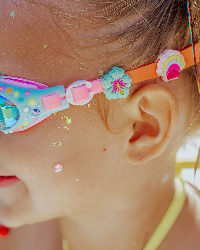 Barrier Reef Blue Tropical Getaway Girl Kids' Swim Goggles
