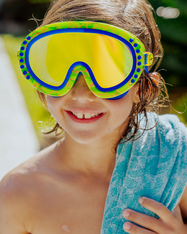 octavious tentacle kids swim mask lifestyle image boy wearing swim mask by pool