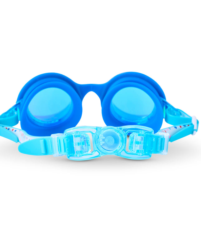 back view of cupcakes kids' swim goggles in star stripes and sprinkles showing back clip