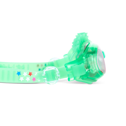 close-up view of liberty special edition swim goggles showing stars on strap