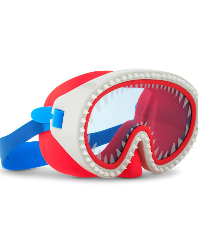 shark attack swim mask with nose piece in chewy blue lens angle 2