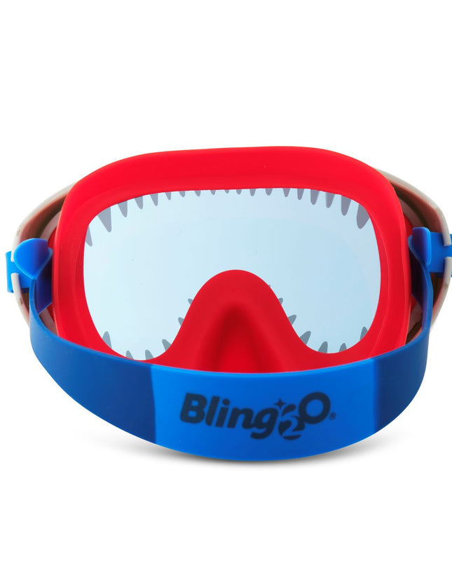shark attack swim mask with nose piece in chewy blue lens angle 3