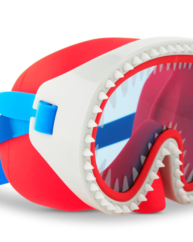 shark attack swim mask with nose piece in chewy blue lens angle 4