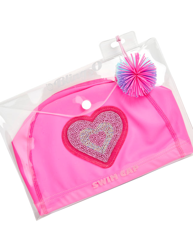 Neon Heart Swim Cap