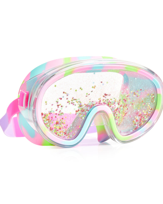 floatn' away kids swim mask in gold star glitter angle 2